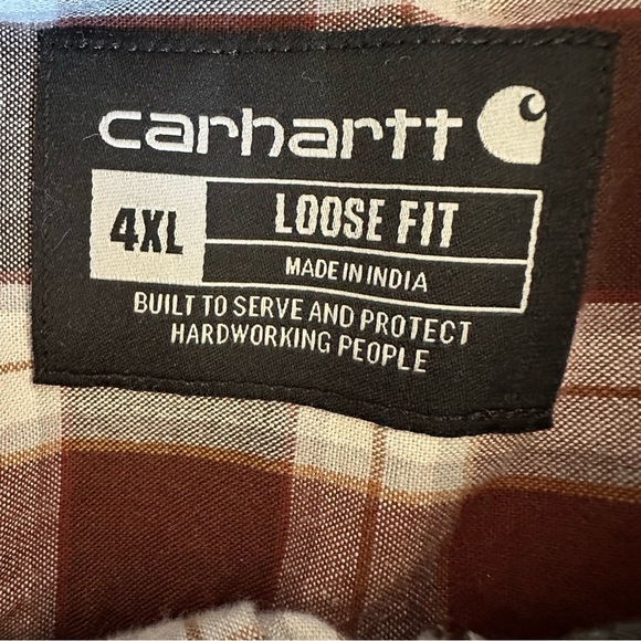 Carhartt Men's Plaid Shirt - Brown and White - Picture 4 of 4